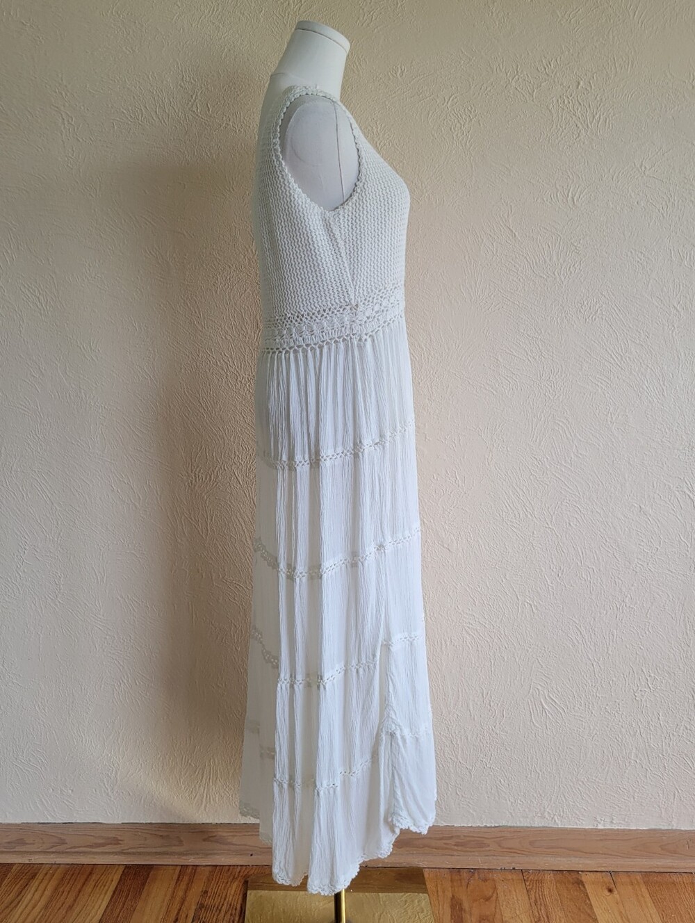Mix Nouveau | Vintage White Knit & Tiered Boho Dress - Picture 4 of 8